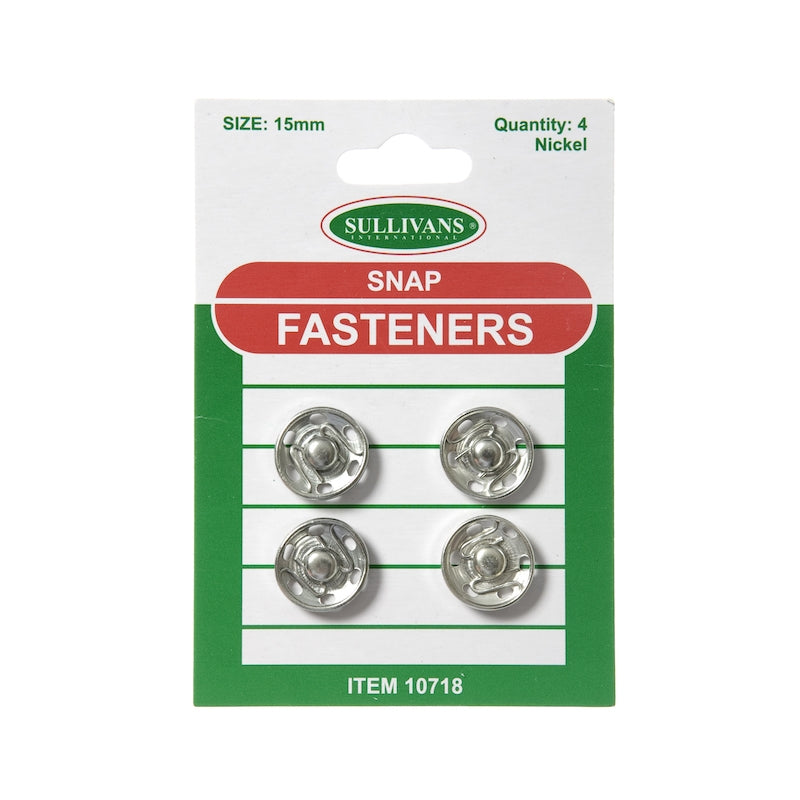 Sullivans Snap Fasteners Size 7, Silver- 4pk