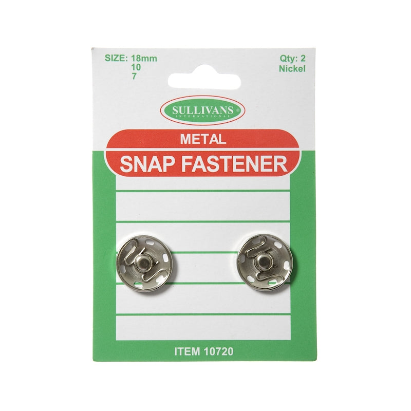 Sullivans Snap Fasteners Size 10, Silver- 2pk