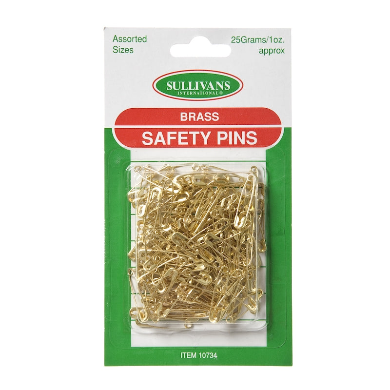 Sullivans Safety Pins Assorted, Brass- 25g