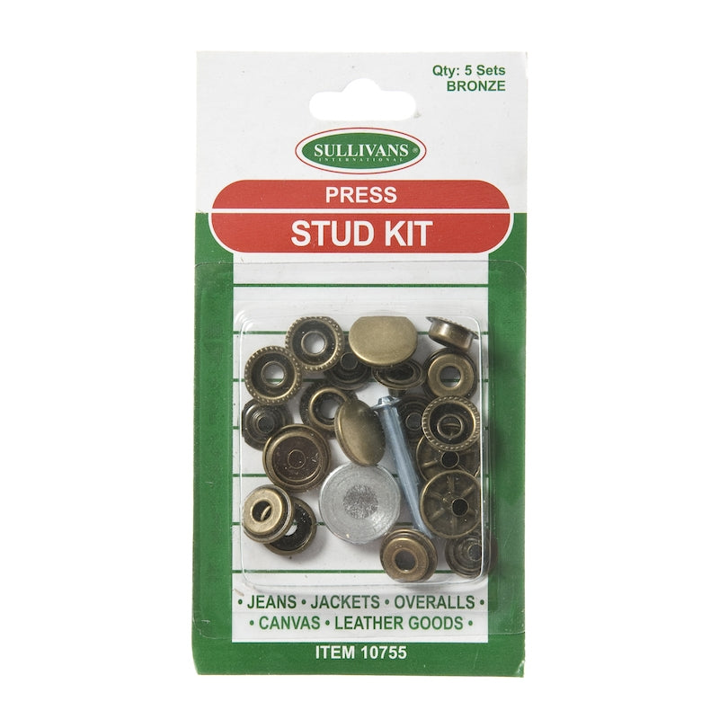 Sullivans Press Stud Kit, Bronze- 5 Sets