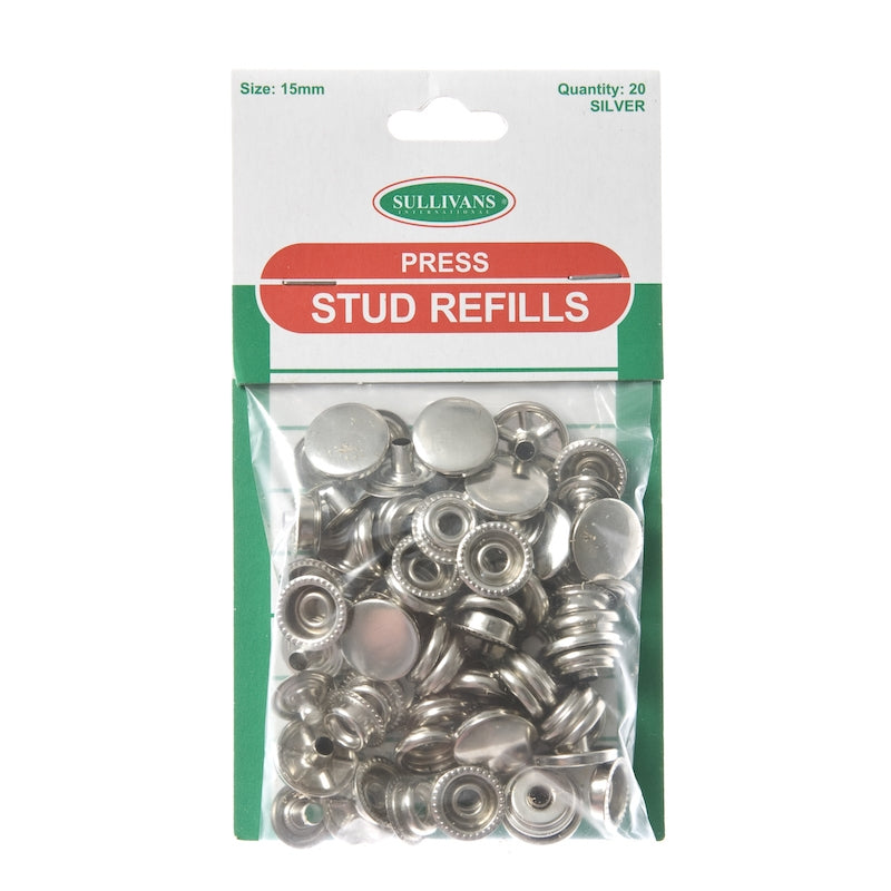 Heavy Duty Press Stud Size 15mm, Silver- 20pk