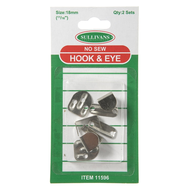 Sullivans No Sew Hook & Eye, Size 18mm- 2 Sets