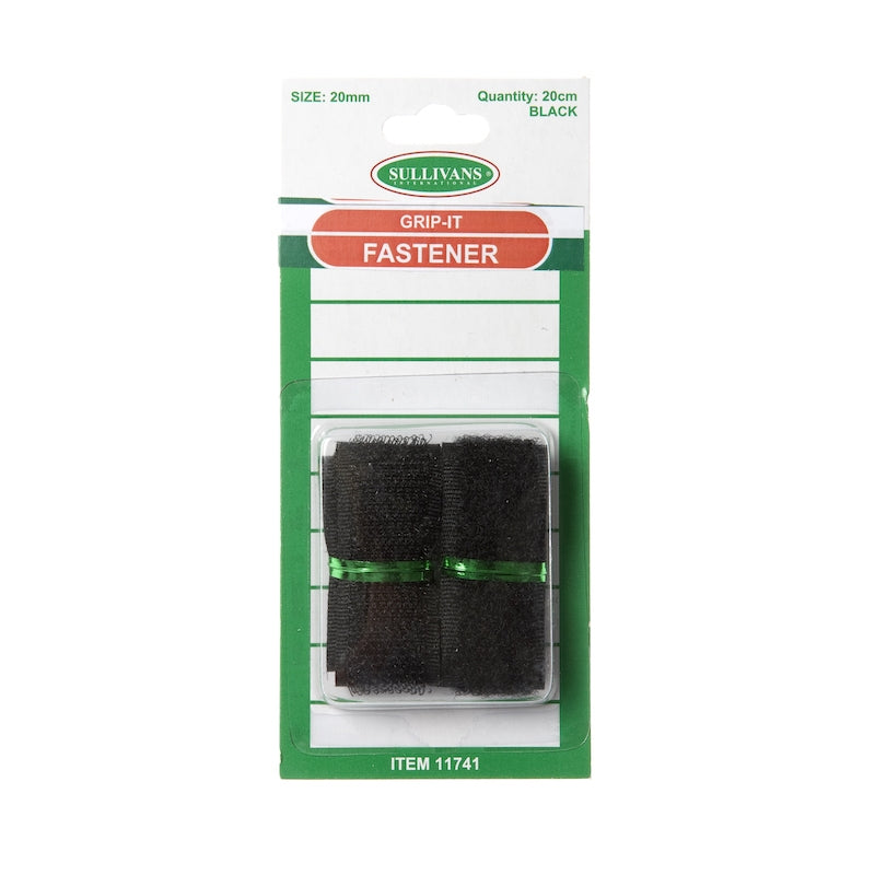 Grip-It Sticky Back Fastener, Black- 20mm x 20cm