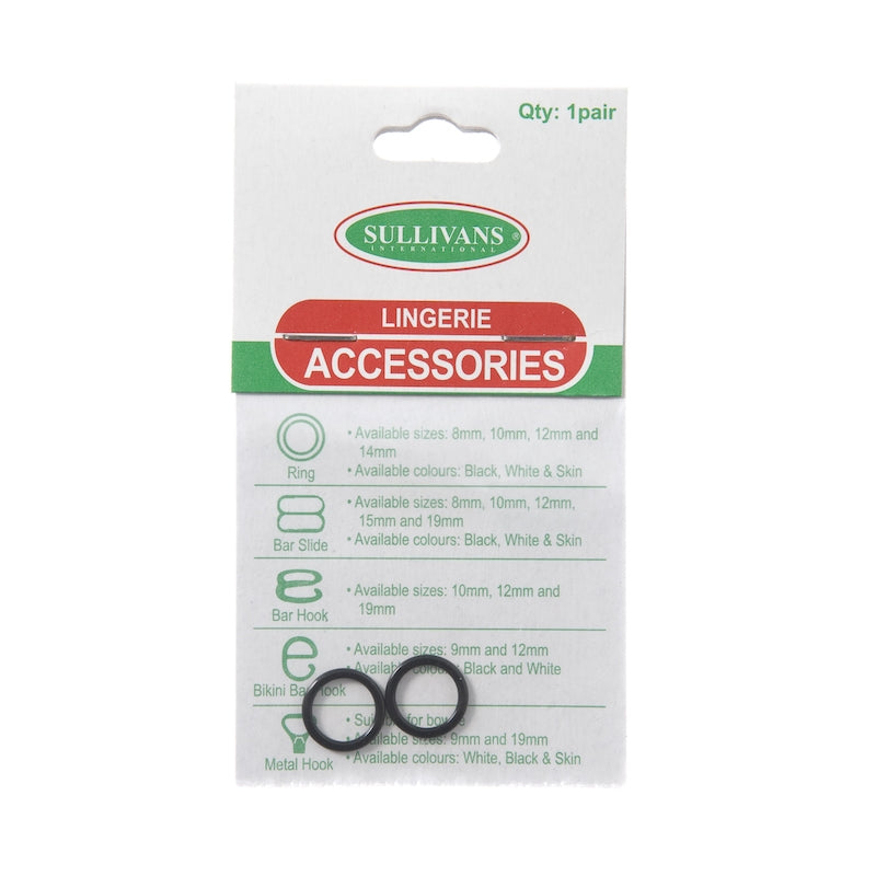 Sullivans Lingerie Accessories, Ring Size 8mm- Black