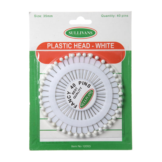 Sullivans Plastic Head Pin Wheel, White- 40pk