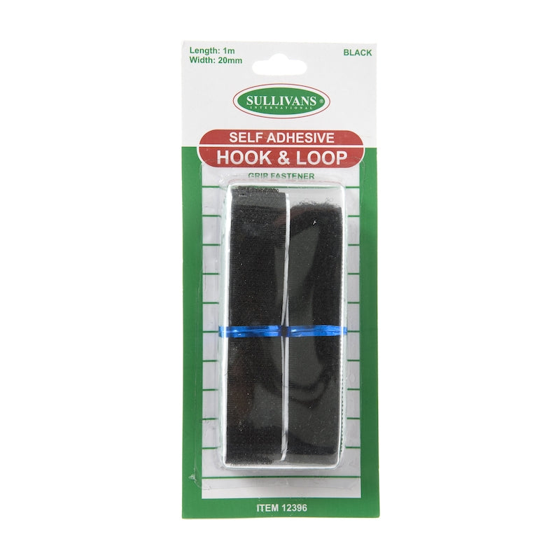 Sullivans Sew-On Hook & Loop, Black- 20mm x 1m