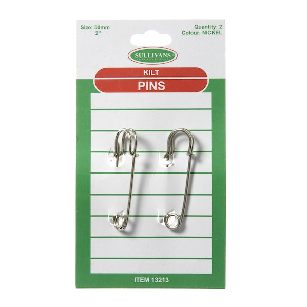 Sullivans Kilt Pins, Nickel 50mm- 2pk