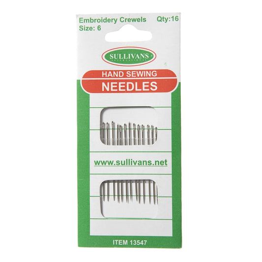 Hand Sewing Needles, Crewel Size 6- 16pk