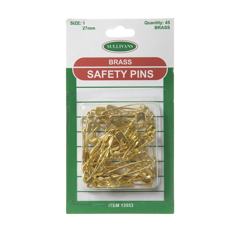 Sullivans Safety Pins Size 1, Brass- 45pk