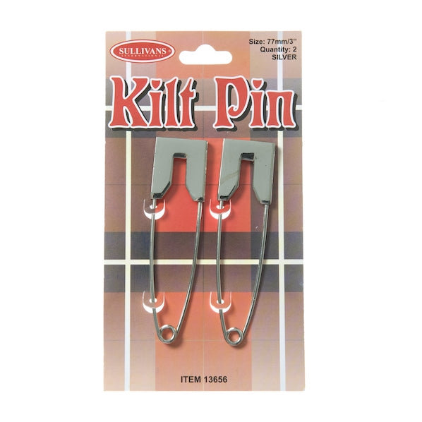 Sullivans Fancy Kilt Pins, Silver 77mm- 2pk