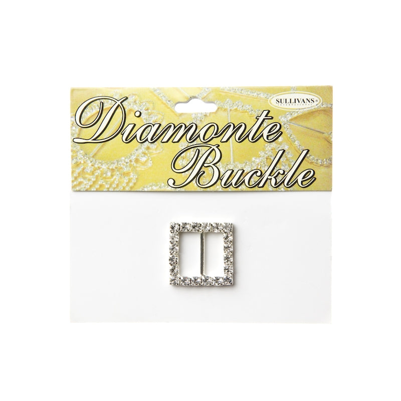 Sullivans Diamante Buckle, Square- 25mm