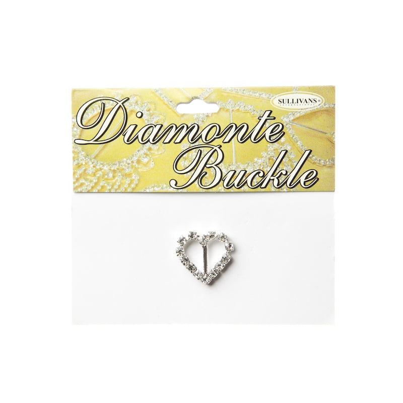 Sullivans Diamante Buckle, Heart- 25mm