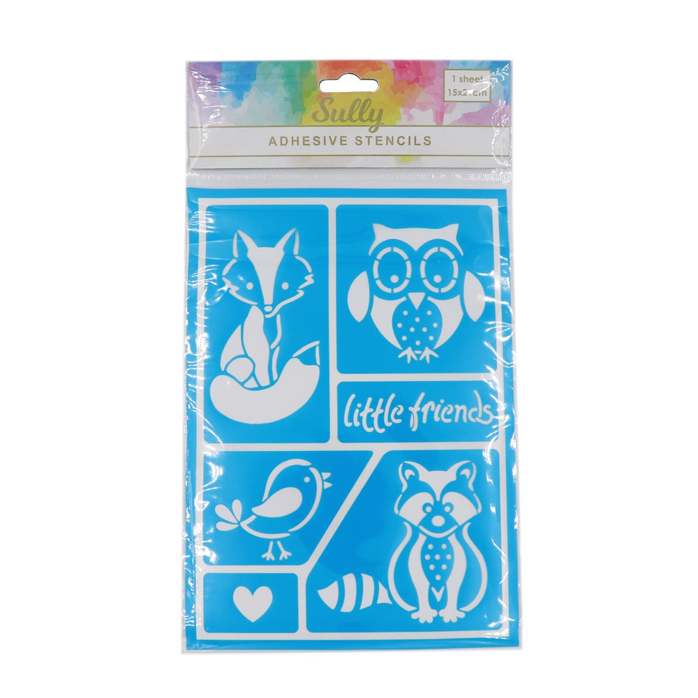 Sullivans Adhesive Stencils, Little Friends- 15x21cm