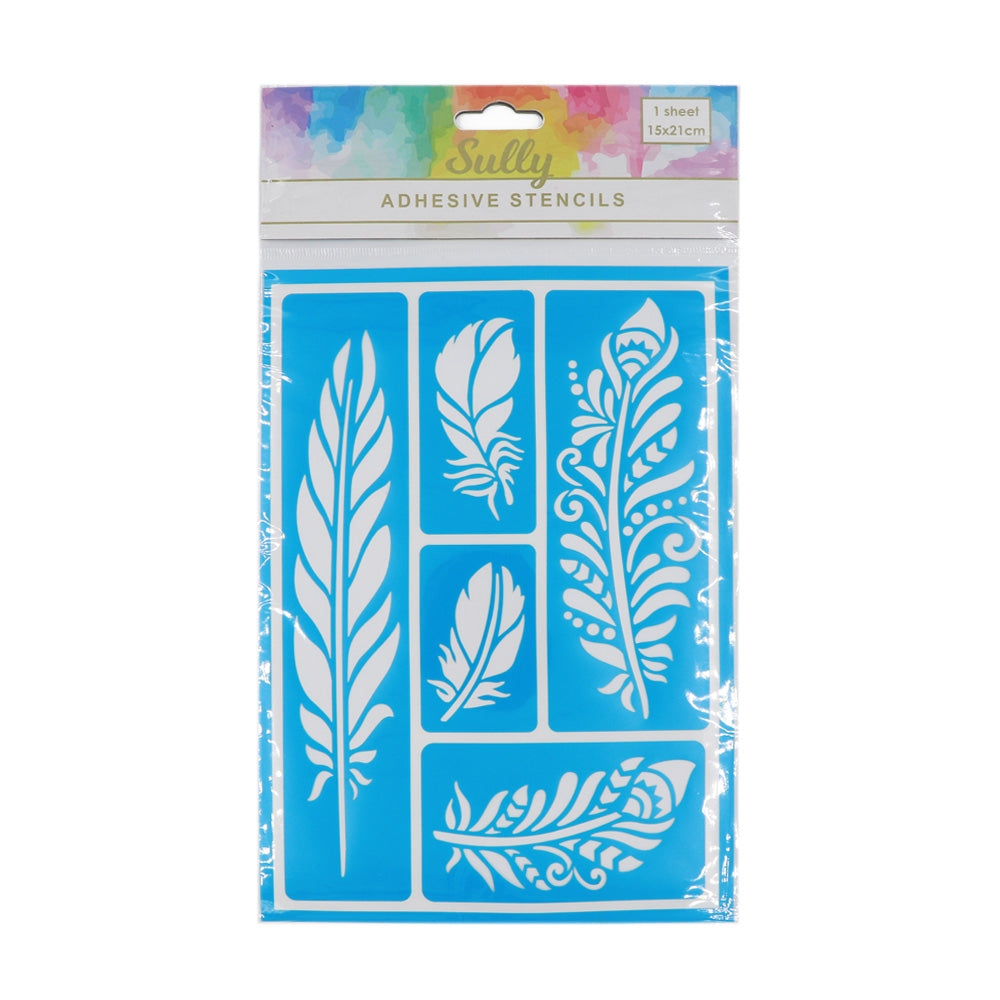 Sullivans Adhesive Stencils, Feathers- 15x21cm