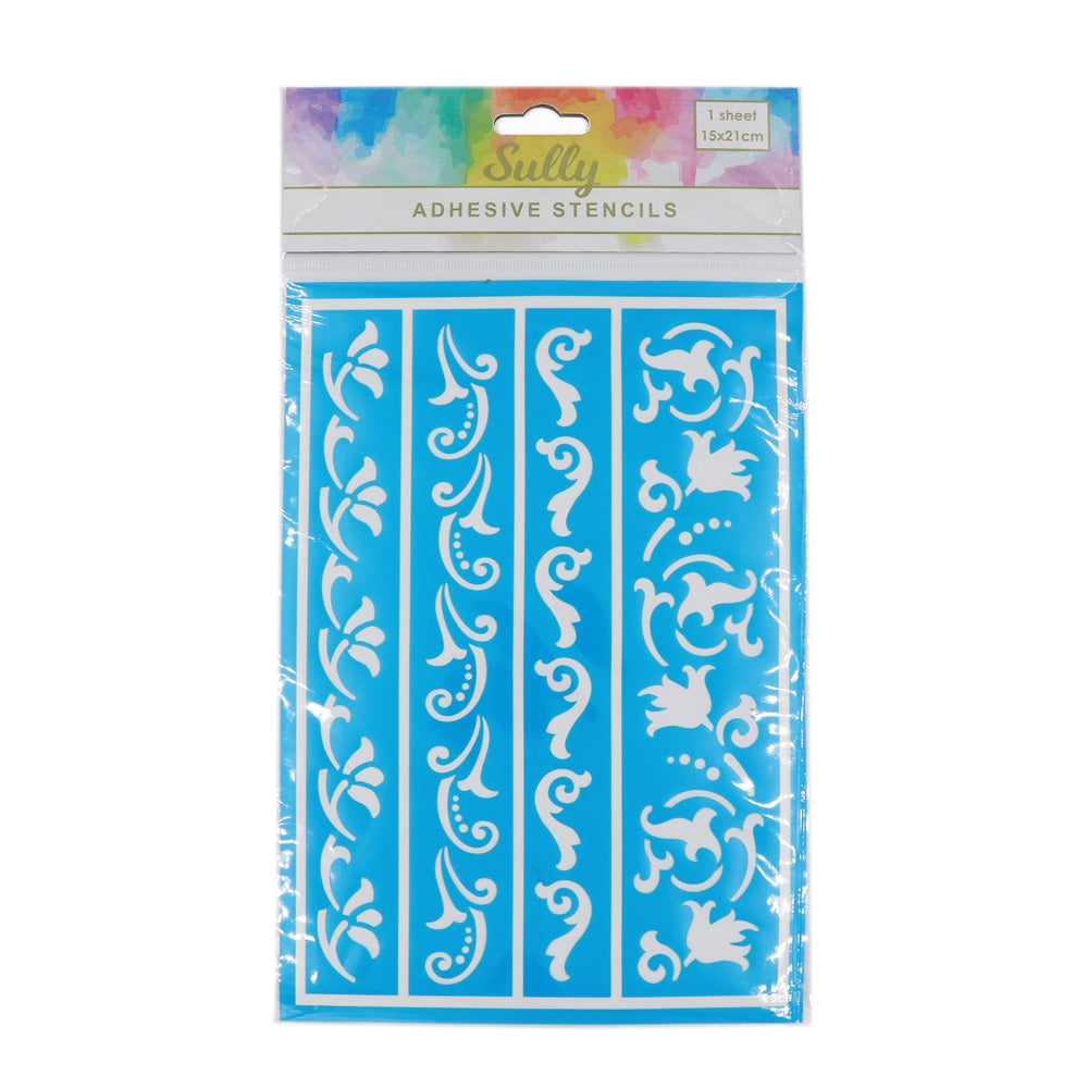 Sullivans Adhesive Stencils, Borders- 15x21cm