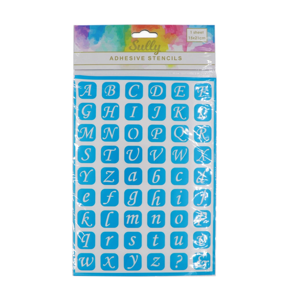 Sullivans Adhesive Stencils, Alphabet Cursive- 15x21cm