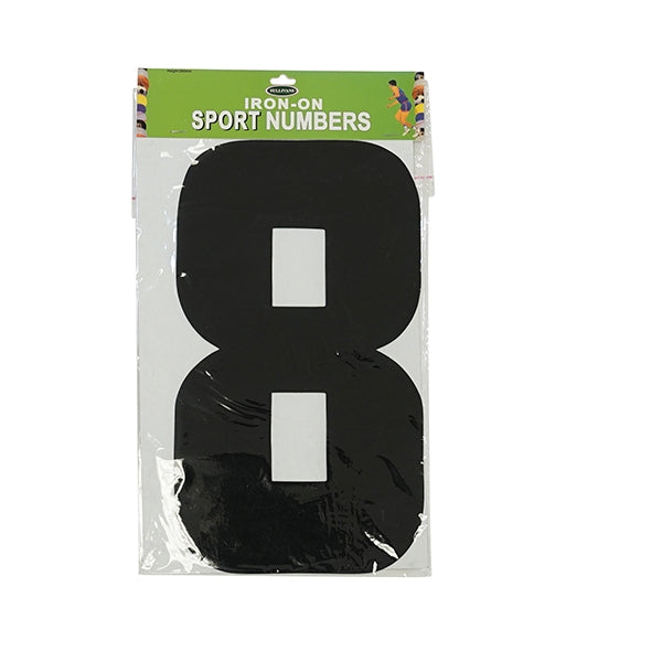 Iron On Number 8, Black- 30cm