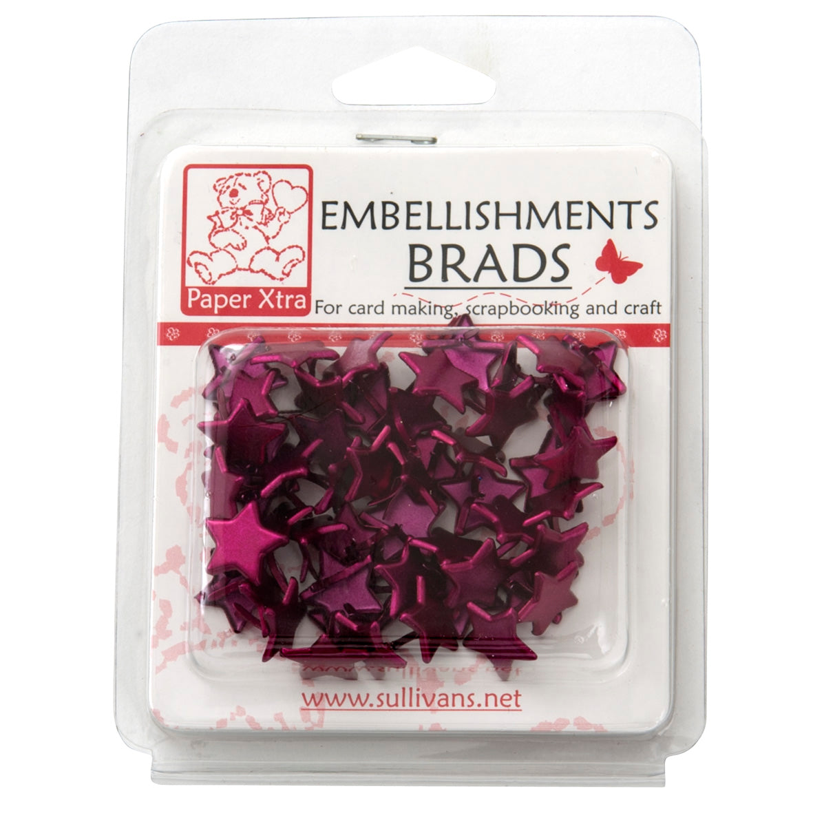 Sullivans Embellishments Brads, Star Maroon