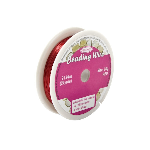 Sullivans Beading Wire, Red- 28 Gauge