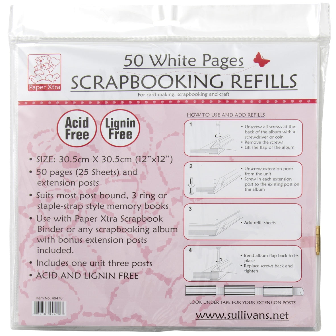 Scrapbook Refills, White- 50pk