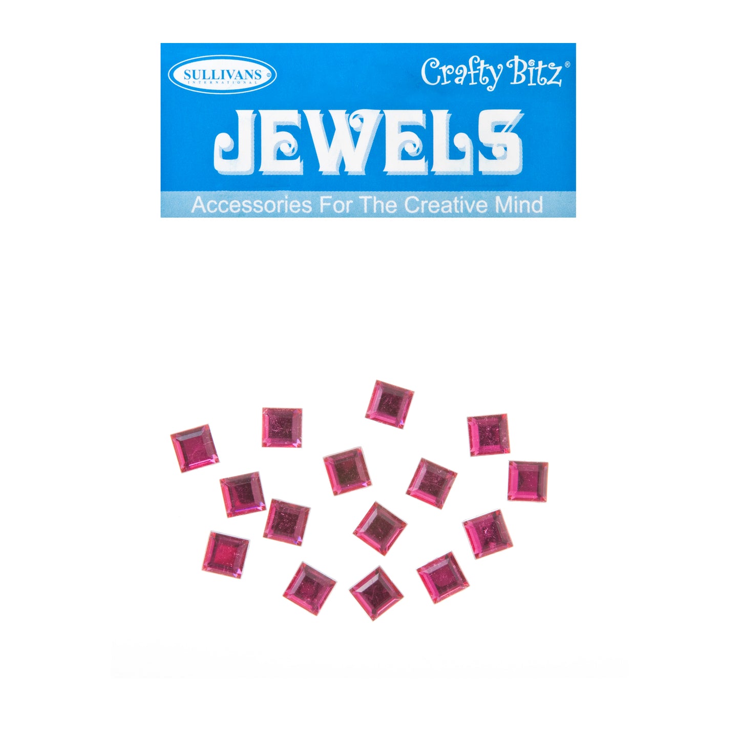 Crafty Bitz Jewels, Square Hot Pink- 15pc