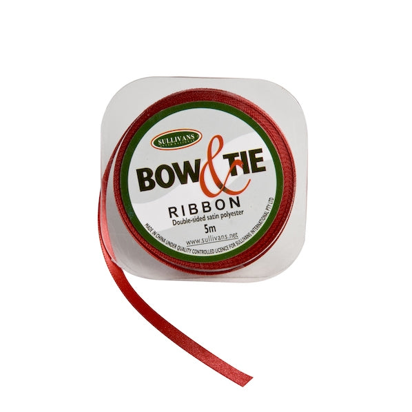 Satin Ribbon, Dark Red- 6mm x 5m