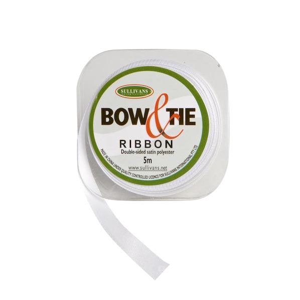 Satin Ribbon, White- 9mm x 5m