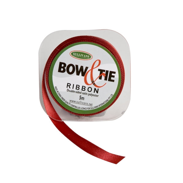 Satin Ribbon, Dark Red- 9mm x 5m