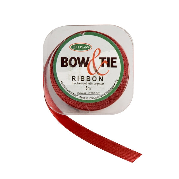 Satin Ribbon, Dark Red- 12mm x 5m