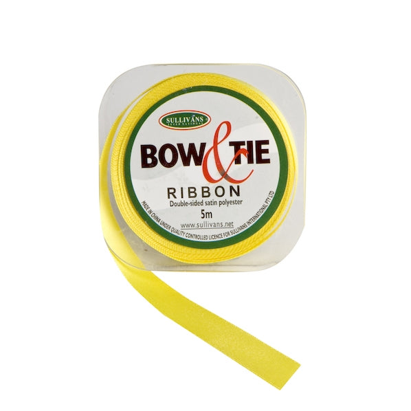 Satin Ribbon, Yellow- 12mm x 5m