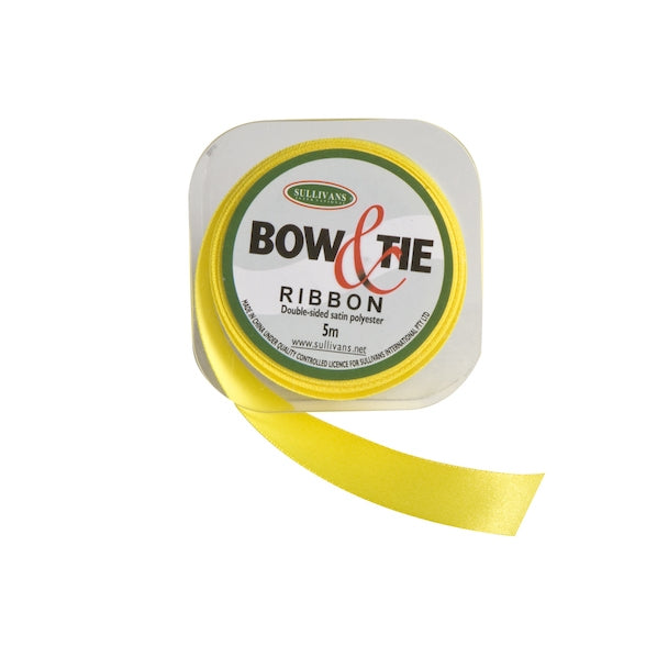 Satin Ribbon, Yellow- 18mm x 5m