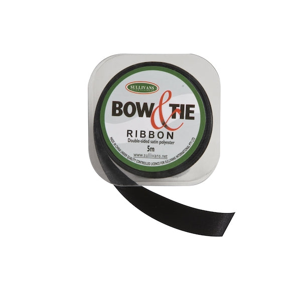 Satin Ribbon, Black- 18mm x 5m