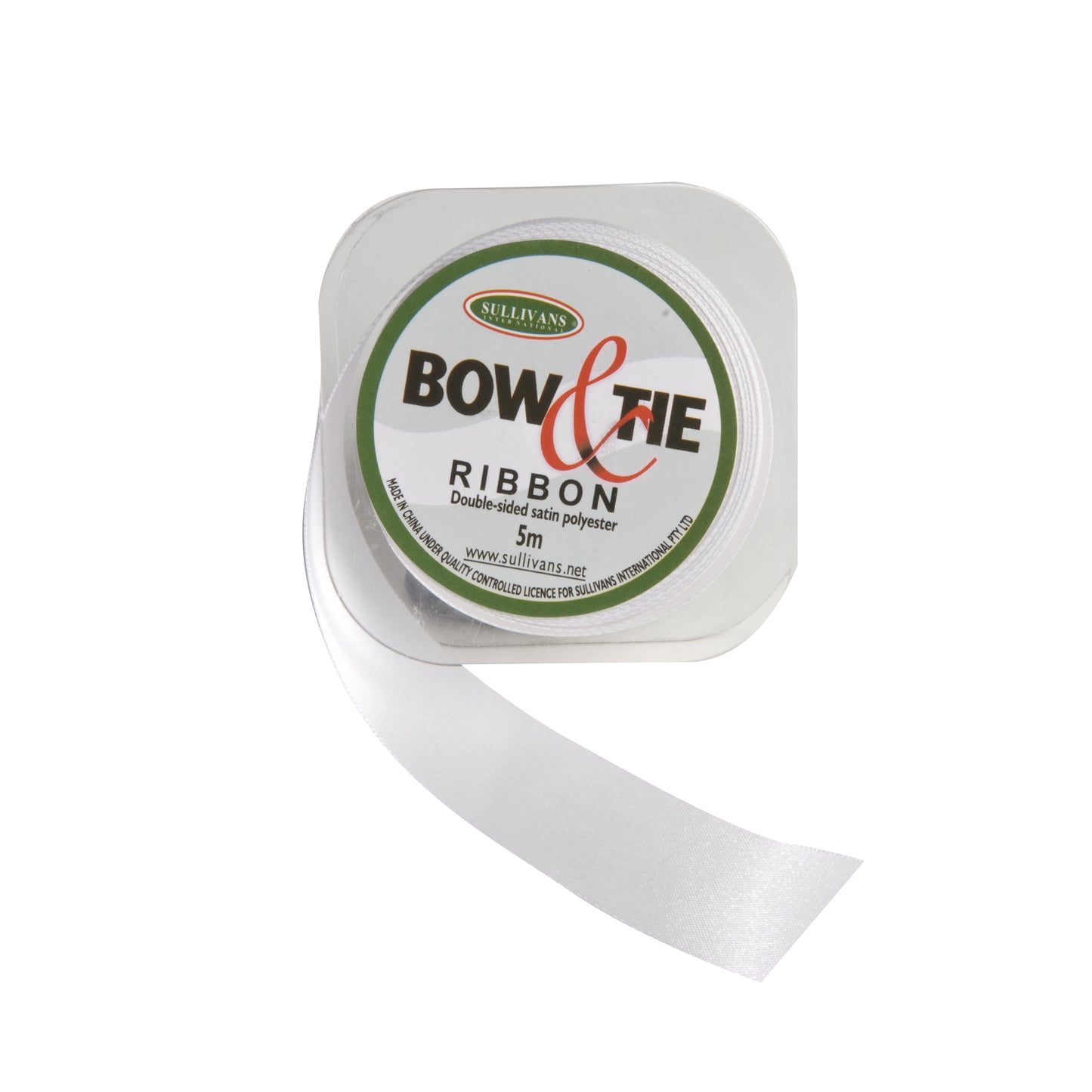 Satin Ribbon, White- 24mm x 5m