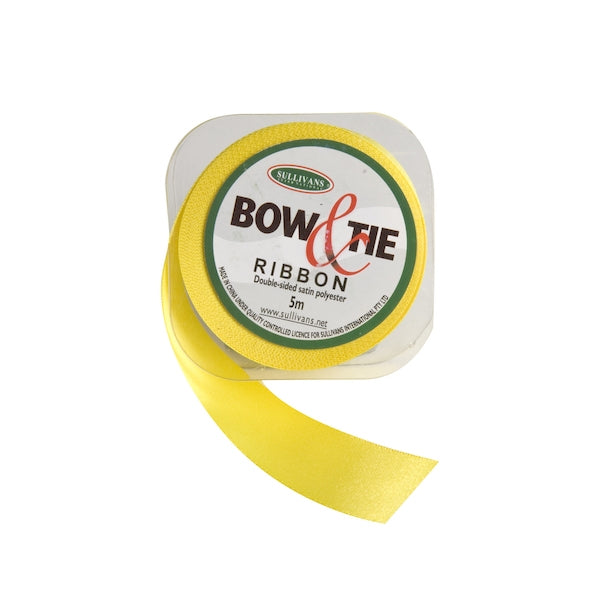 Satin Ribbon, Yellow- 24mm x 5m