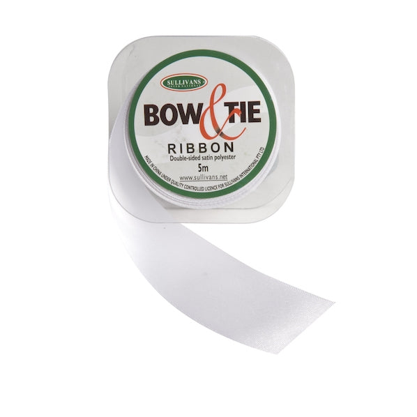 Satin Ribbon, White- 36mm x 5m