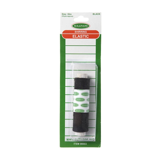 Sullivans Shirring Elastic, Black- 30m