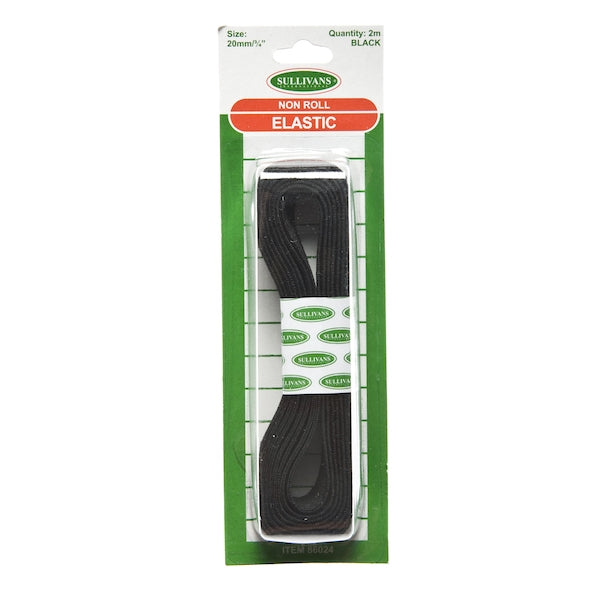 Sullivans Non-Roll Elastic, Black- 20mm x 2m