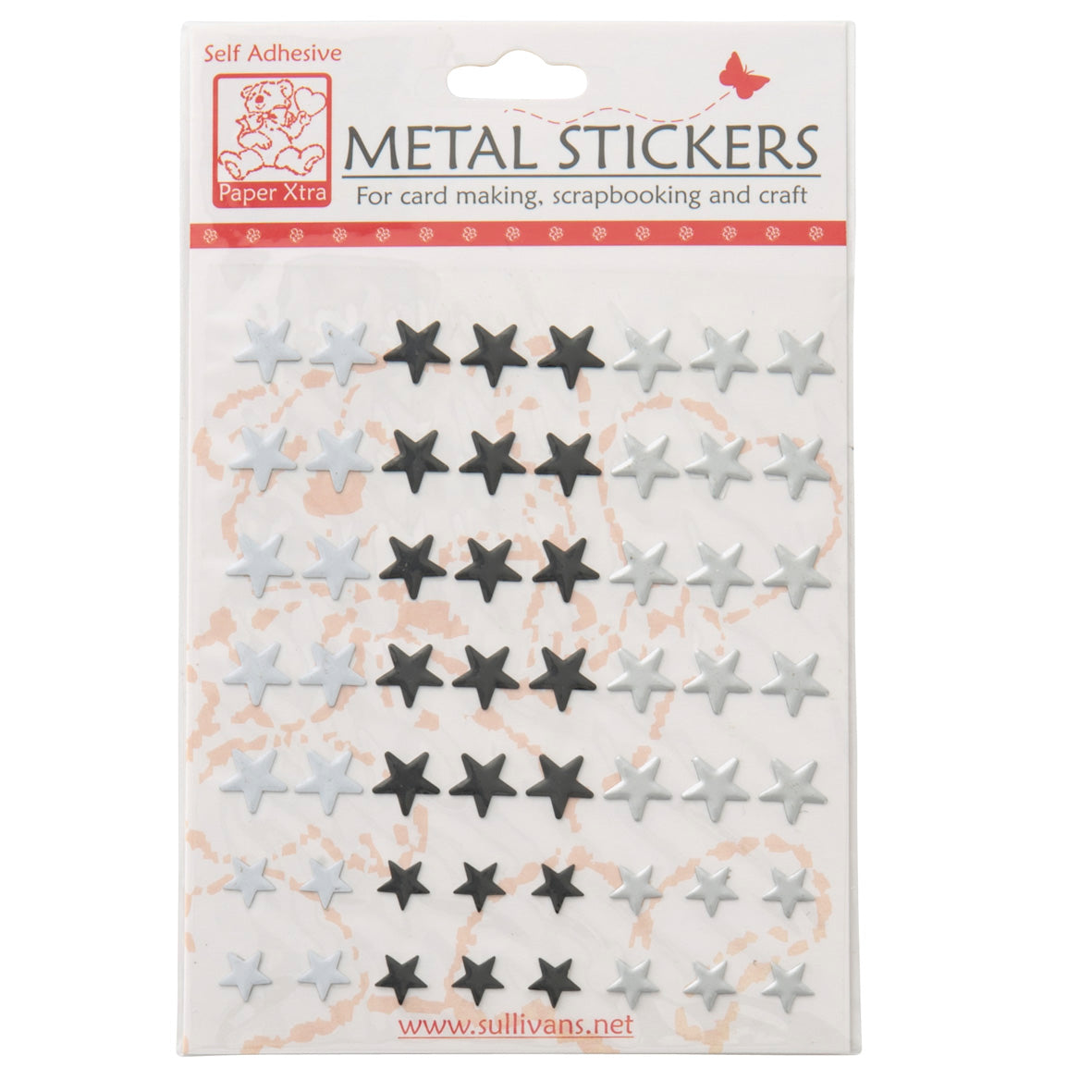 Sullivans Metal Star Stickers, Silver/Black/White – Lincraft