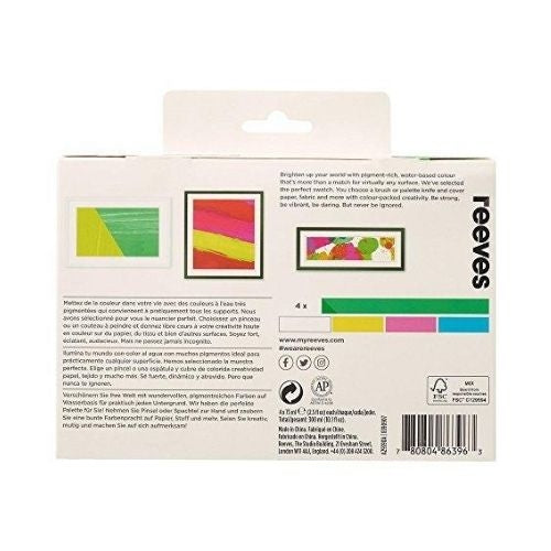 75ml Reeves Acrylic Paint, Fluorescent- 4pk