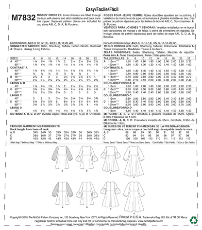 McCall's Pattern M7832 Misses' Dresses