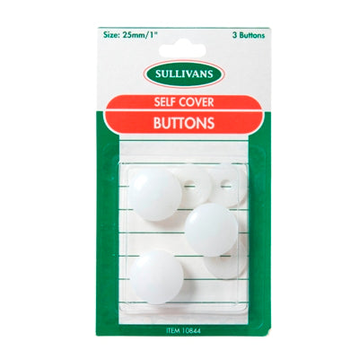 Sullivans Self Cover Nylon Buttons 3pk- 25mm