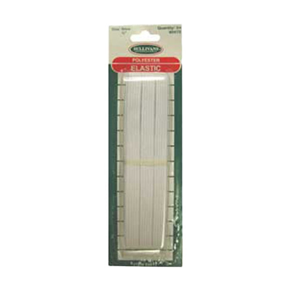 Sullivans Elastic Non Roll Poly, White- 9 mm