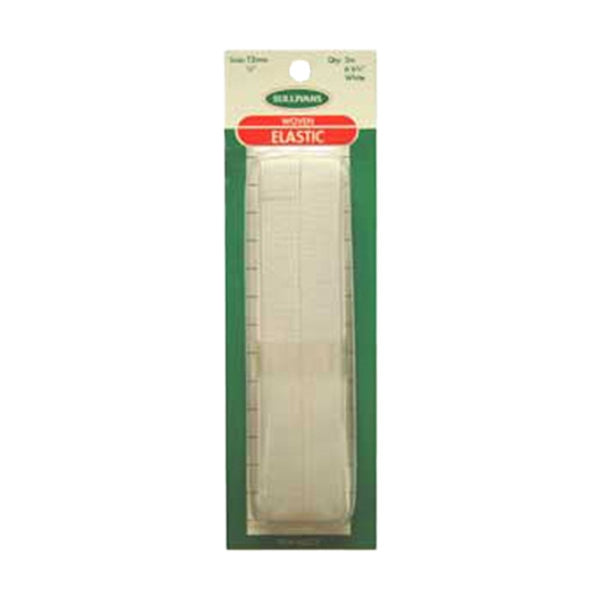 Sullivans Elastic Non Roll Poly, White- 12 mm