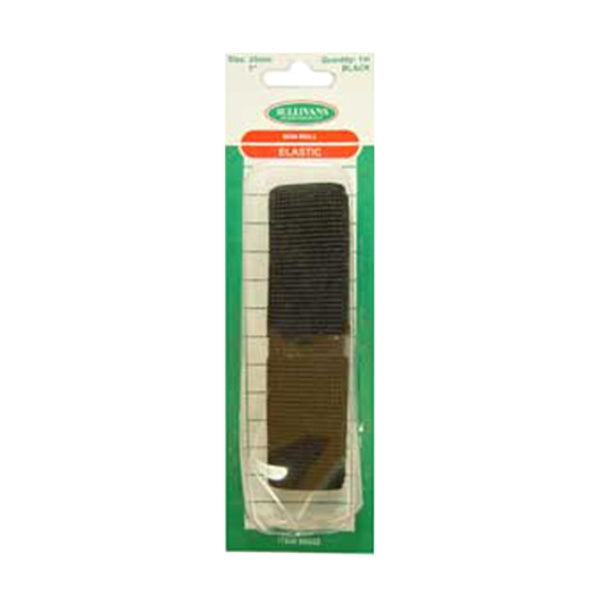 Sullivans Elastic Non Roll Ribbed, Black- 25 mm