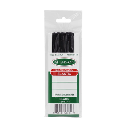 Sullivans Elastic, Black- 3 mm