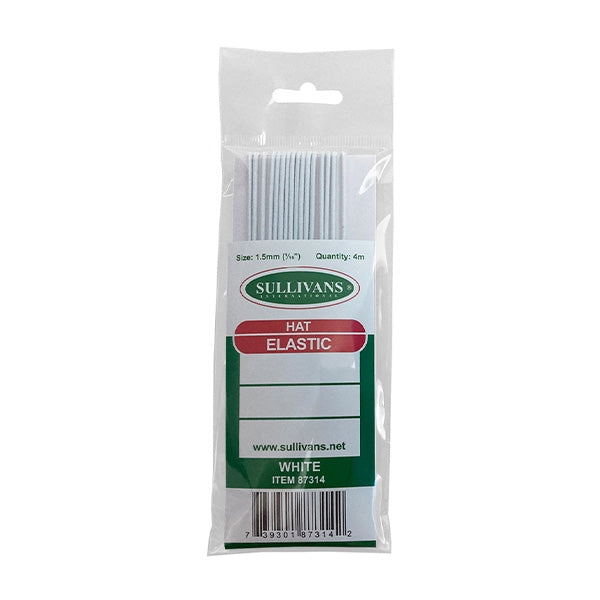 Sullivans Hat Elastic, White- 1.5 mm