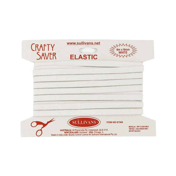 Sullivans Elastic, White- 6 mm