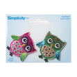 Simplicity Iron On Appliques, Owls With Polka Dots- 2pc