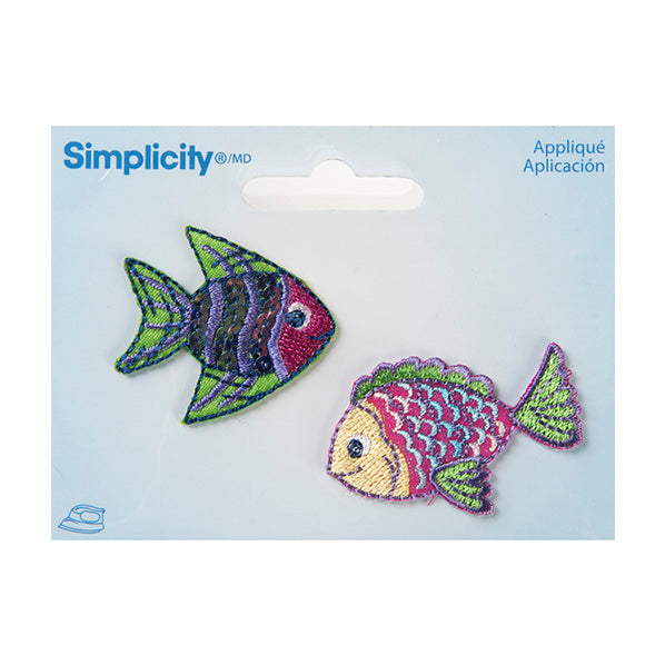 Simplicity Iron On Appliques, Tropical Fish- 2pc