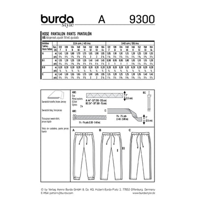 Burda Pattern X09300 Children's Jogger-Style Pants (7-14)